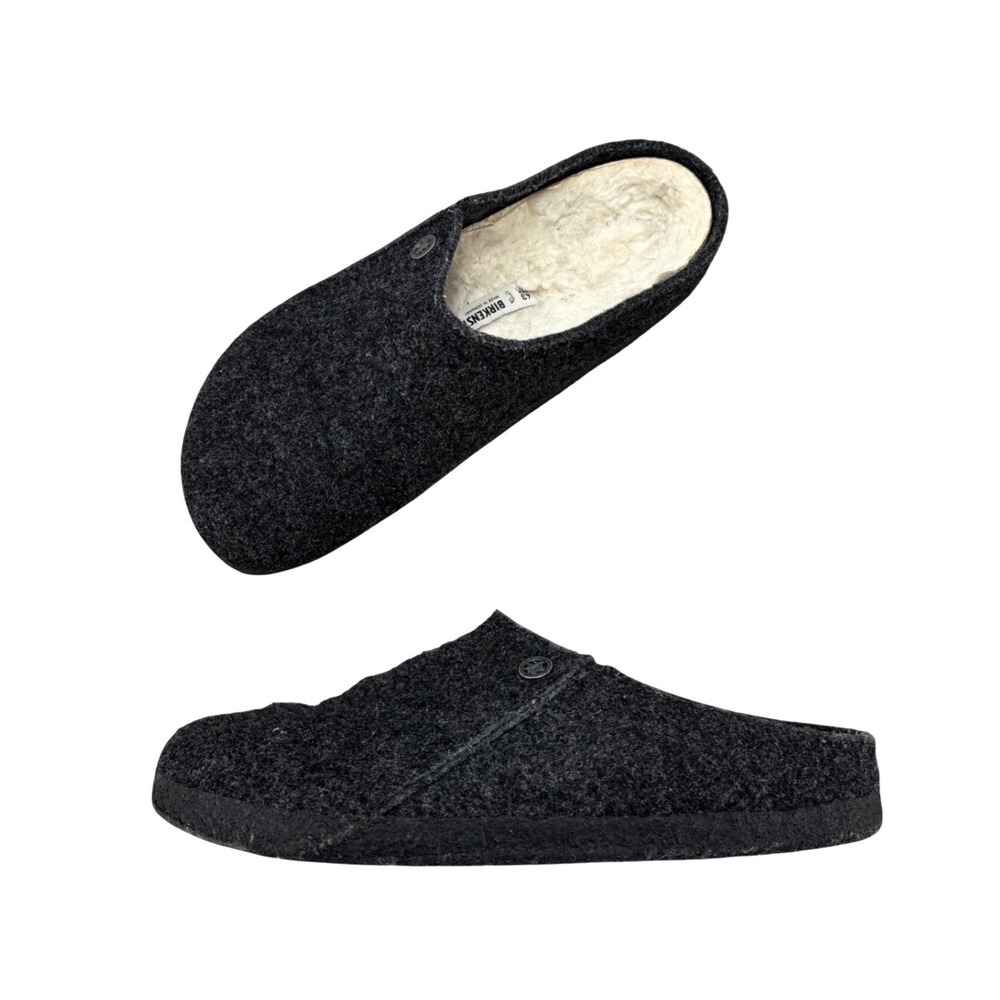 Birkenstock Zermatt Anthracite Gray Wool Felt Shearling Lined Clogs Men's EU 43